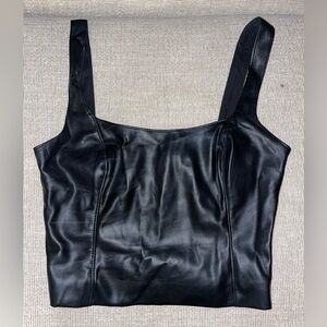 Vegan leather crop tank top